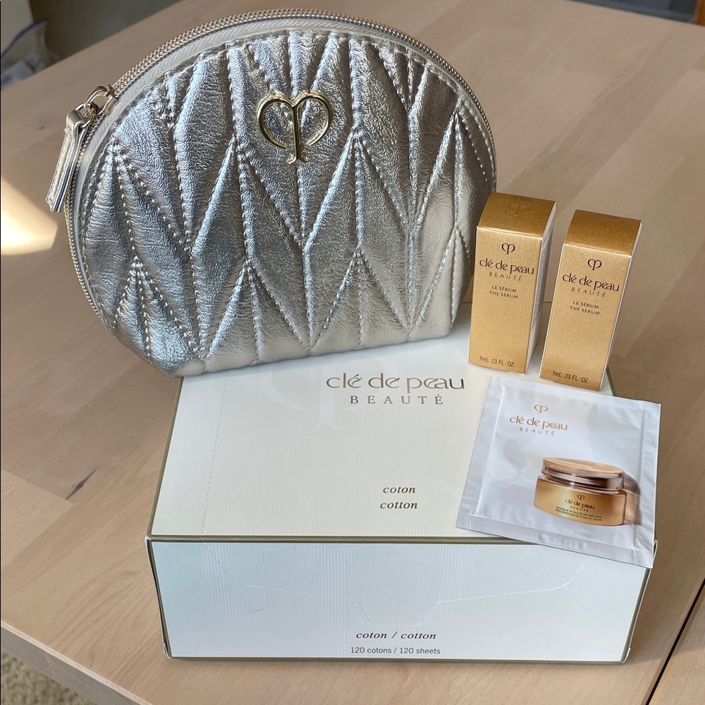 NIP Clé de Peau Cotton, Le Serum, Precious Gold Mask, Cosmetic Bag